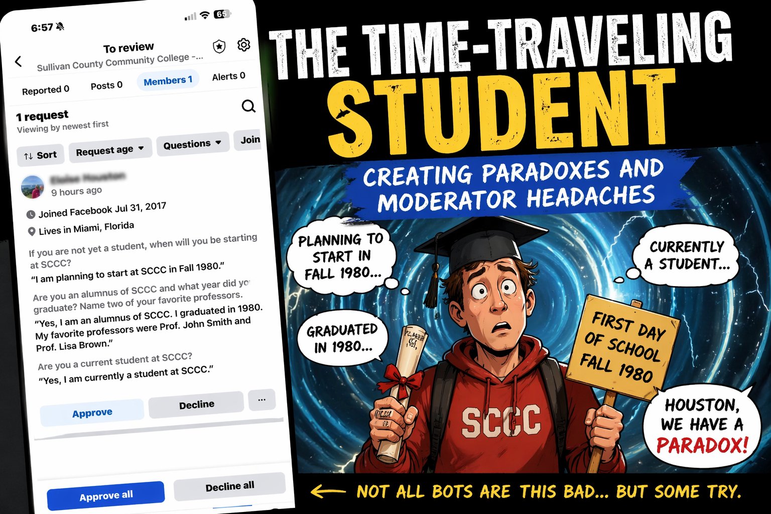 <p><em>Exhibit A: Evidence that time travel is alive and well… or bots are still really bad at basic timelines.</em></p>